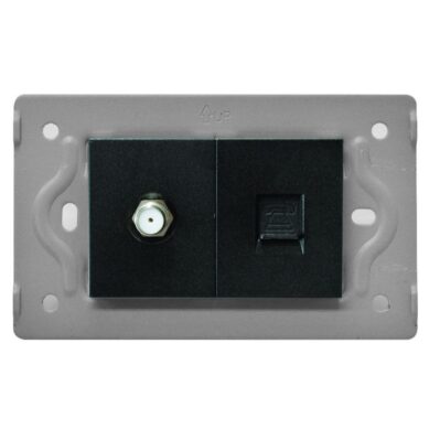 TOMA TELEFONO + TV LUXOR NEGRA INTERCAMBIABLE SIN TAPA DUKE ENERGY (V17-036)