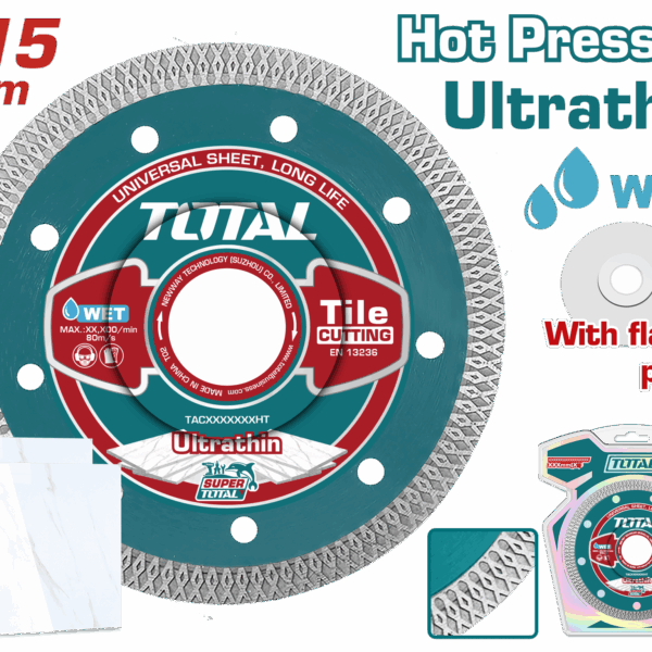 DISCO DIAMANTADO CONTINUO 4 1/2"  CORTE BALDOZA,MARMOL, CERAMICA INDUSTRIAL SUPER TOTAL (TAC2181151HT)