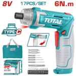 ATORNILLADOR INALAMBRICO 8V ESTUCHE PLASTICO + 17 PIEZAS TOTAL (TSDLI0802)