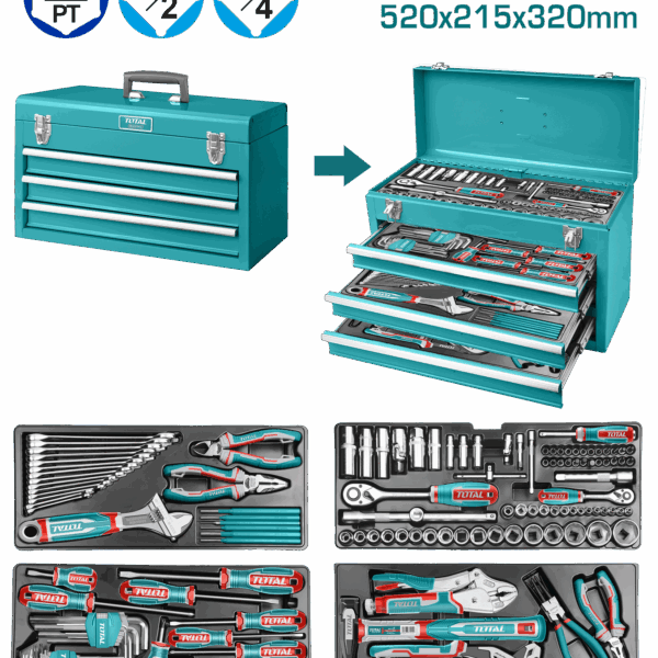 CAJA HERRAMIENTA METALICA INCLUYE 132 PZS INDUSTRIAL SUPER TOTAL (THPTCS71321)