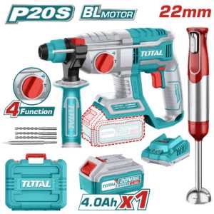 COMBO DE TALADRO ROTOMARTILLO INALAMBRICO SDS PLUS 20V INCLUYE 1 BATERIA, 1 CARGADOR,3 BROCAS 1 CINCEL TOTAL Y BATIDORA DE MANO DECAKILA (UTOSLI2402