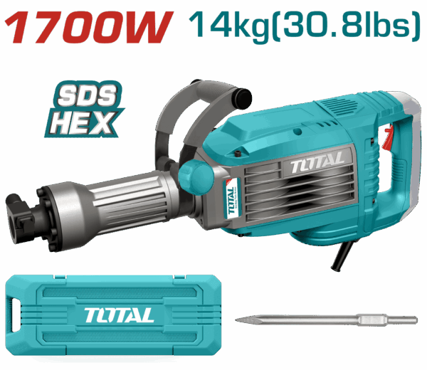 DEMOLEDOR SDS HEX 1700W  50 JULES 14KG SUPER TOTAL (UTH217068)