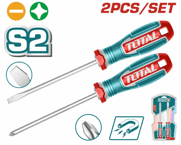 JUEGO DESTORNILLADORES X 2 PZS PUNTA INMANTADA SUPER TOTAL (TKSDS0226)