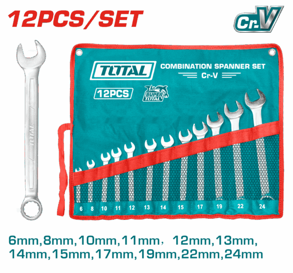 LLAVE MIXTA JUEGO X 12 PZS 6-24MM CRV SUPER TOTAL (THT1022121)