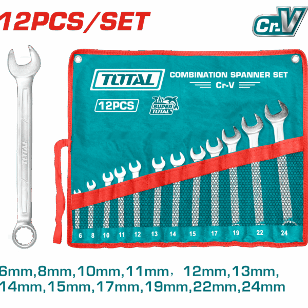 LLAVE MIXTA JUEGO X 12 PZS 6-24MM CRV SUPER TOTAL (THT1022121)