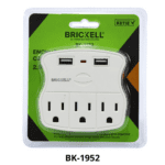 TOMA MULTIPLE X 3 CON DOBLE CONEXION USB PARA TOMA DOBLE (BK-1952)