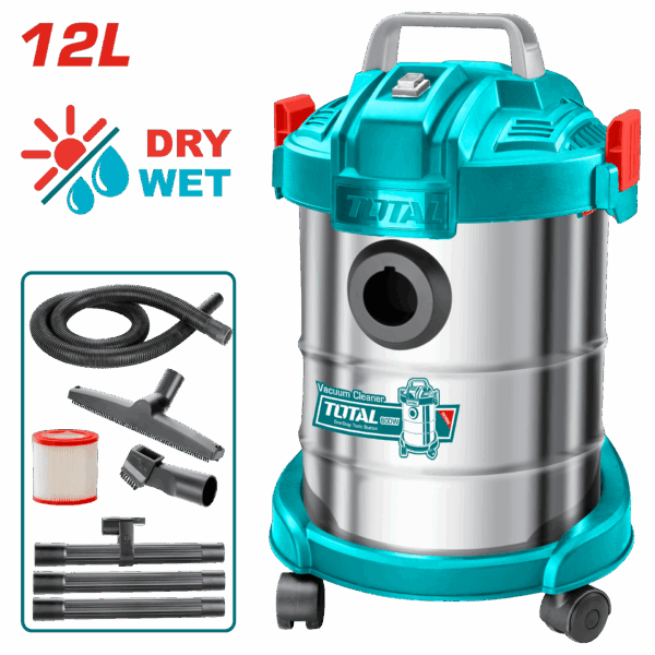 ASPIRADORA Y SOPLADORA PARA HUMEDO Y SECO 12L 800W INCLUYE ACCESOSIROS SUPER TOTAL (UTVC14122)