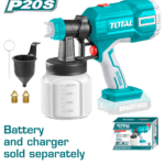 PISTOLA PINTAR INALAMBRICA 800ML 20V INCLUYE AGUJA DE LIMPIEZA Y DOS BOQUILLAS, BATERIA Y CARGADOR NO INCLUIDO TOTAL (TSGLI2003)