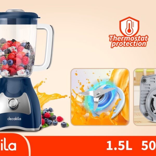 LICUADORA DE DOS VELOCIDADES 1.5L  VASO PLASTICO 120V DECAKILA (KUJB043L)