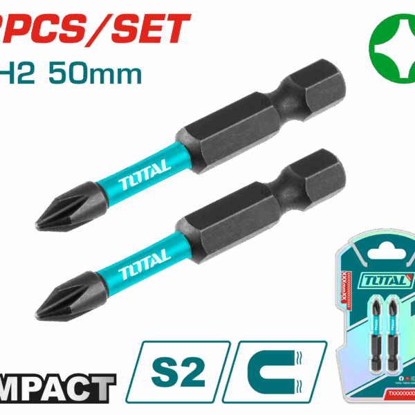 PUNTAS TALADRO IMANTADA 50MM (+) (+) JUEGO X 2 PZS INDUSTRIAL SUPER TOTAL (TACIM71PH250)
