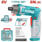 ATORNILLADOR INALAMBRICO 8V, 6NM ESTUCHE PLASTICO + 17 PIEZAS  TOTAL (TSDLI08025)