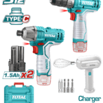 Combo Inalambrico 12V Atornillador de Impacto  + Taladro 3/8"  Incluye 6 Accesorios  + Dos Baterias 1.5AH + Batidora Cargador Se Vende por Separado Total (TOSLI240205)