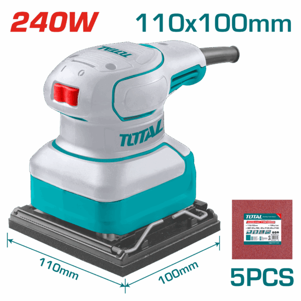 LIJADORA DE PALMA 4 3/8"X 4" 240W INCLUYE 5 LIJAS INDUSTRIAL  SUPER  TOTAL (UTF2241108)