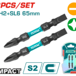 PUNTAS TALADRO INDUSTRIAL DOBLE PUNTA IMANTADA 65MM (+) (-) JUEGO X 2 PZS INDUSTRIAL SUPER TOTAL (TACIM72HL665)