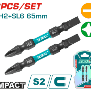 Puntas Taladro Industrial Doble Punta Imantada 65MM (+) (-) Juego x 2 Pzs Industrial Super Total (TACIM72HL665)
