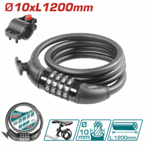 CANDADO MOTO CLAVE 10X1200MM SUPER TOTAL (TBK21012)