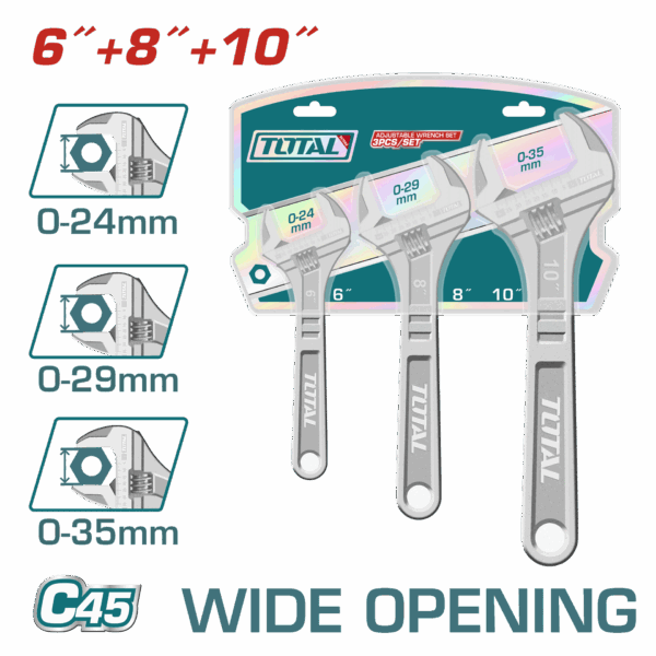 JUEGO DE LLAVE PESTON 6"/8"/9" SUPER TOTAL (THTK1013)