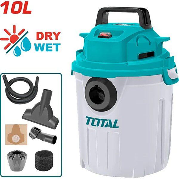 ASPIRADORA Y SOPLADORA PARA HUMEDO Y SECO  10L 1200W INCLUYE ACCESOSIROS TOTAL (UTVC12101)
