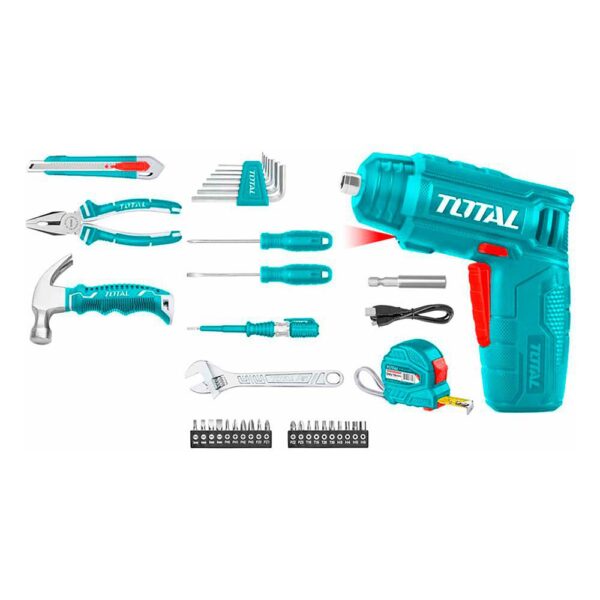 ATORNILLADOR INALAMBRICO 4V ESTUCHE PLASTICO + 37 PIEZAS SUPER SELECT TOTAL (THKTHP10386)