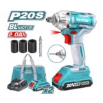 PISTOLA IMPACTO INALAMBRICA 1/2 20V INCLUYE 2 BATERIAS 1 CARGADOR COPAS DE 171921 Y PUNTA DESTORNILLADOR TOTAL(UTIWLI20208)