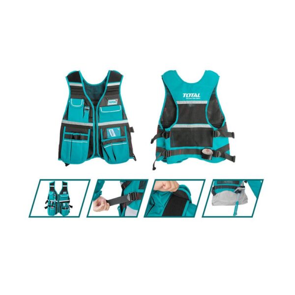 CHALECO PORTA  HERRAMIENTA DE 12 BOLSILLOS INDUSTRIAL CAPACIDAD MAXIMA 3KG TOTAL (TTVT1601)