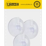 Chupa Adhesiva Transparente # 4 con Gancho Plastico Pqt x 3 Uduke
