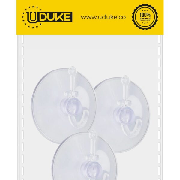 CHUPA ADHESIVA TRANSPARENTE # 4 CON GANCHO PLASTICO PQT X 3 UDUKE