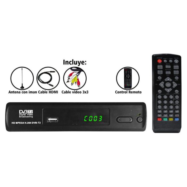 DECODIFICADOR TDT UDUKE CON WIFI (DVBT2) CON ANTENA Y CABLE HDMI (TELEVISION DIGITAL TERRESTRE) (HT90077)