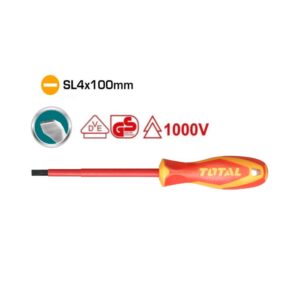 Destornillador Aislado 1000V Industrial 4" Amarillo - Rojo Total (THTIS4100)