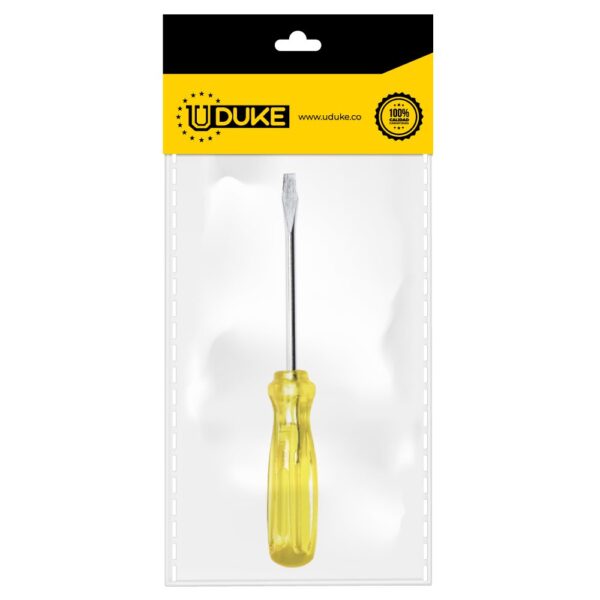 DESTORNILLADOR AMARILLO 1/4X4 (-) PQT X 1 UDUKE