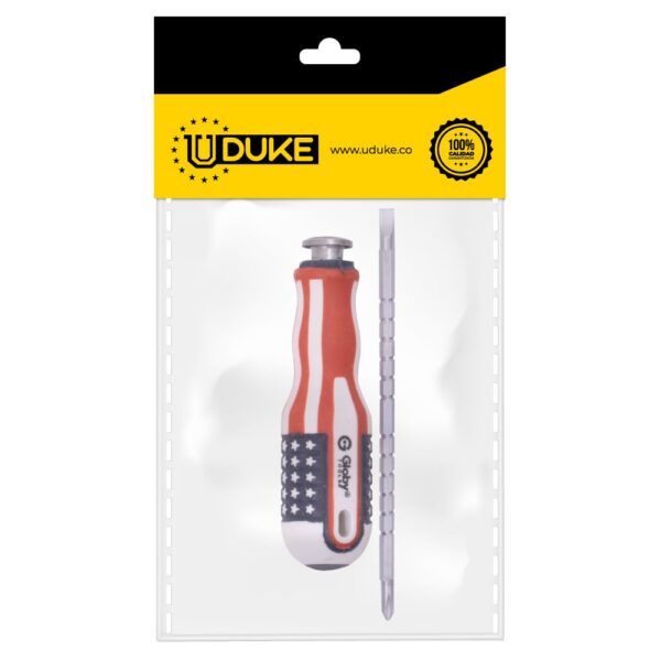 DESTORNILLADOR DOBLE PUNTA PEQUEÑO CON SEGURO U.S.A. PQT X 1 UDUKE
