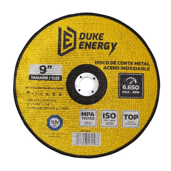 DISCO 9" CORTE METAL ACERO INOX 2 EN 1 DUKE ENERGY TECNOLOGIA ALEMANA (230X1.9X22.23MM) (HT1414)