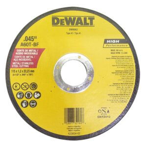 Disco Dewalt Corte Metal/Acero Inox 4/12PLANO Amarillo Argentino/Aleman (DW8062:C)