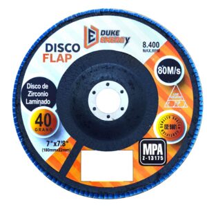 Disco Flap Duke Energy 7 Grano 40 Zirconio (180MM x 22MM) (HT1292)
