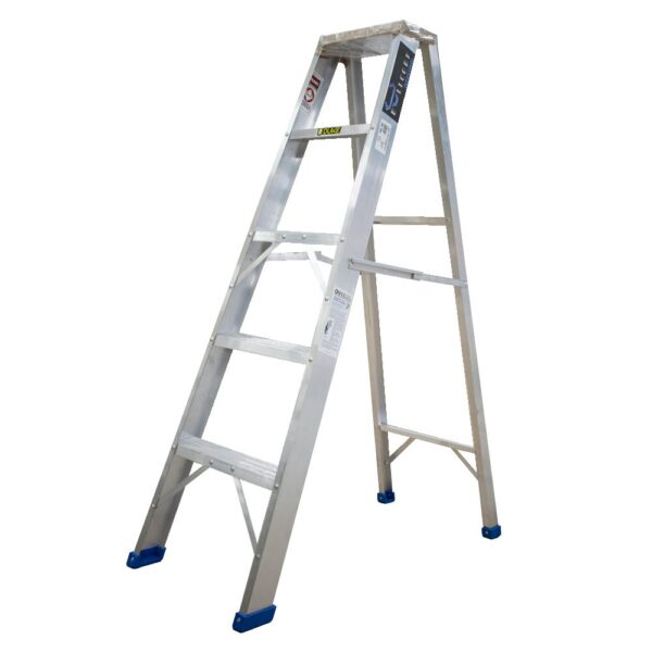 ESCALERA DE ALUMINIO 4 PELDAÑO 5 PASOS T-1 INDUSTRIAL CAP 180 KILOS UDUKE CON PLATAFORMA 140 CM (HT1314N)
