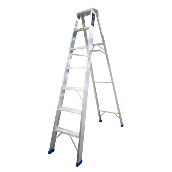 ESCALERA DE ALUMINIO 6 PELDANO 7 PASOS T-1 INDUSTRIAL CAP 180 KILOS UDUKE CON PLATAFORMA  (HT1316N)