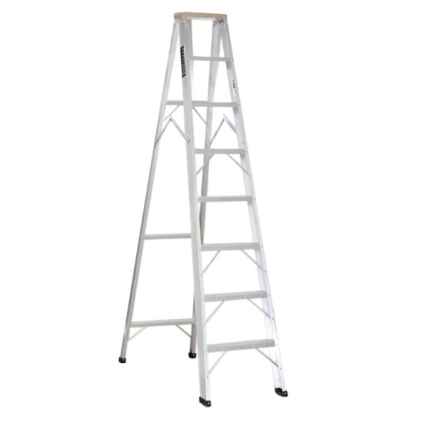 ESCALERA DE ALUMINIO 7 PELDANO 8 PASOS T-1 INDUSTRIAL CAP 180 KILOS UDUKE CON PLATAFORMA 227 CM (HT1317N)