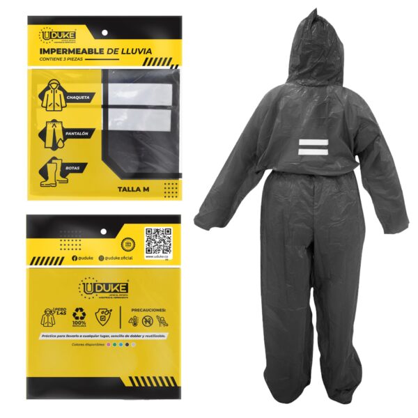 IMPERMEABLE PARA MOTO PLASTICO COMPLETO REFLECTIVO TALLA M