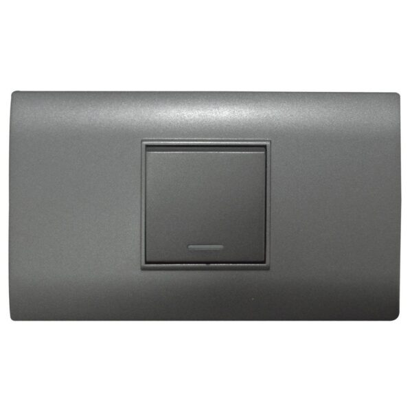 LINEA BK PLUS GRIS INCRUSTAR SWICHE SENCILLO CONMUTABLE 110-220 (118K-01-3W-FMGRY) (HT20704)
