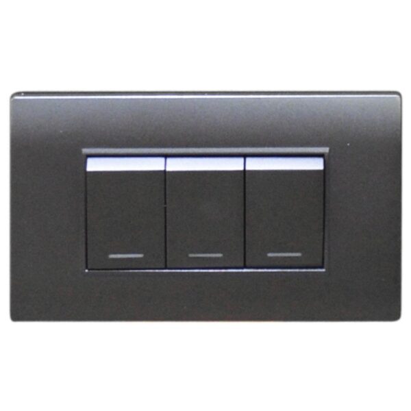 LINEA BK PLUS GRIS INCRUSTAR SWICHE TRIPLE CONMUTABLE 110-220 (118K-03-3W-FMGRY) (HT20706)