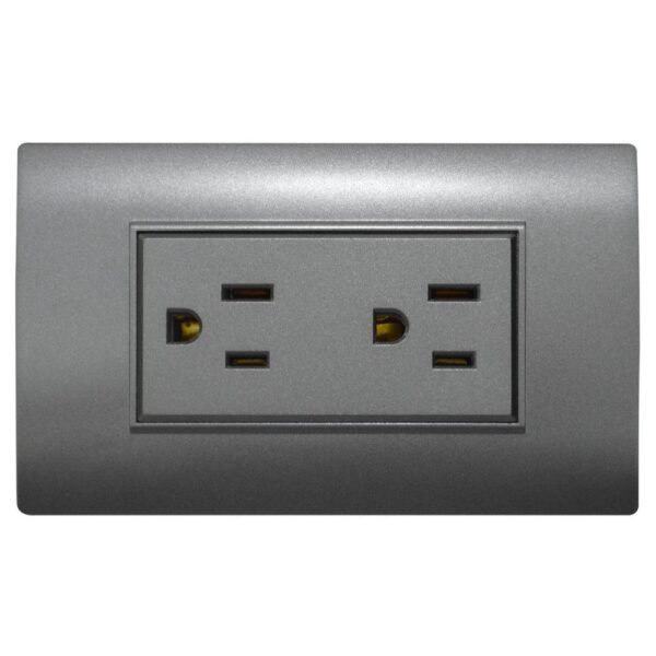 LINEA BK PLUS GRIS INCRUSTAR TOMA DOBLE 110-220 (118K-06-FMGRY) (HT20708)