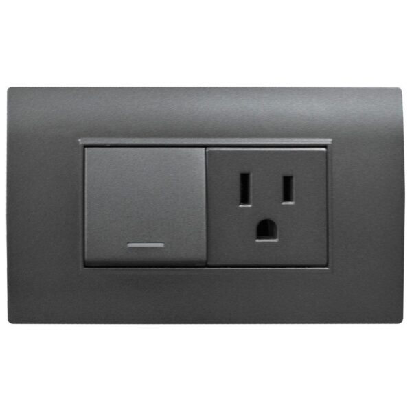 LINEA BK PLUS GRIS INCRUSTAR TOMA SWICHE 110-220 (118K-07-3W-FMGRY) (HT20710)