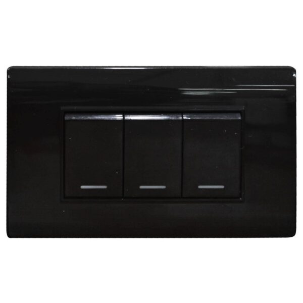 LINEA BK PLUS NEGRA INCRUSTAR SWICHE TRIPLE CONMUTABLE 110-220 (118K-03-3W-BLK) (HT20720)