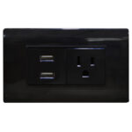 LINEA BK PLUS NEGRA INCRUSTAR TOMA SENCILLO + 2 USB (118K-36) (HT20728)