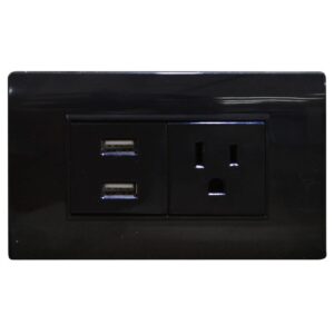 LINEA BK PLUS NEGRA INCRUSTAR TOMA SENCILLO + 2 USB (118K-36) (HT20728)
