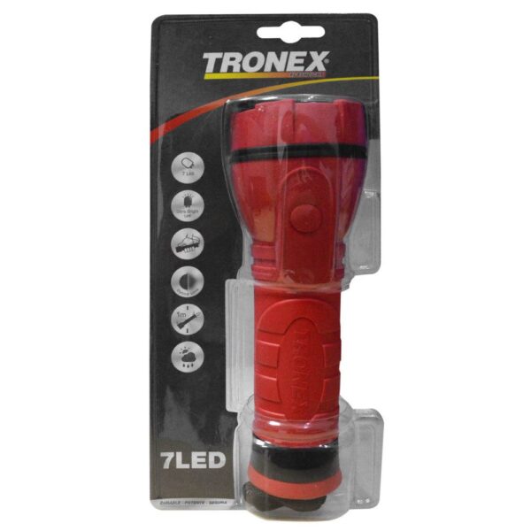 LINTERNA TRONEX 3 LED 200 LUMENES ENCAUCHETADO ROJO (PILA D) (TRL60LR20CA)