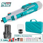 Moto Tool Inalambrico 12V Incluye 100 Accesorios Bateria y Cargador Total (UTMGLI12011)