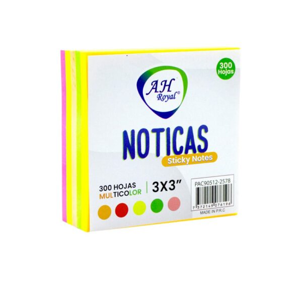 PAPEL PARA NOTAS AH ROYAL X 300 UNIDADES NEÓN SURTIDO
