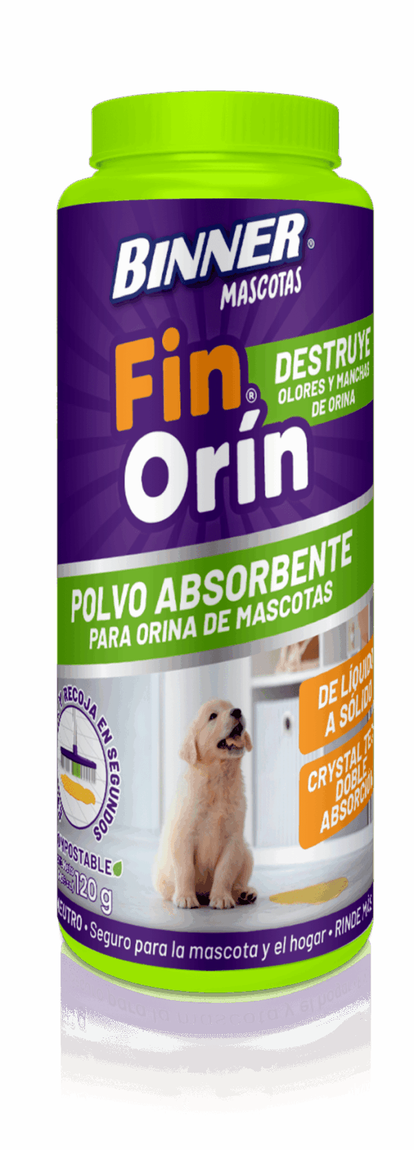 POLVO ABSORBENTE MASCOTA FINORÍN 120GR BINNER(208823)