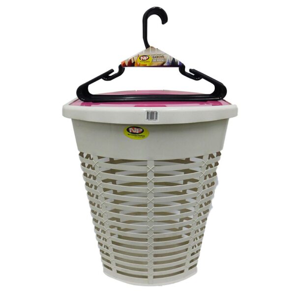 KIT CESTA ROPA + SET GANCHOS X 10 NP